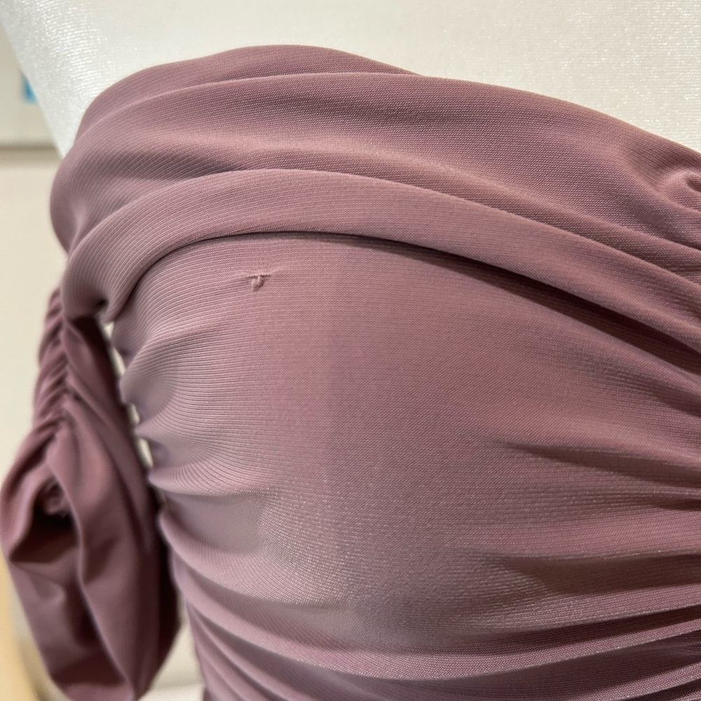 Windsor Mauve Off-Shoulder Ruched Bodysuit - Picture 2 of 3